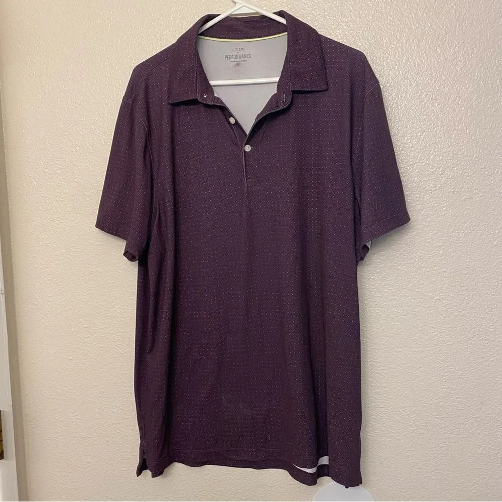 J. Crew performance purple stretch golf office career Polo shirt Mens - L